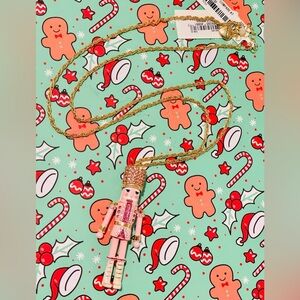 Betsey Johnson Christmas Holiday Nutcracker Pendant Long Statement Necklace Pink